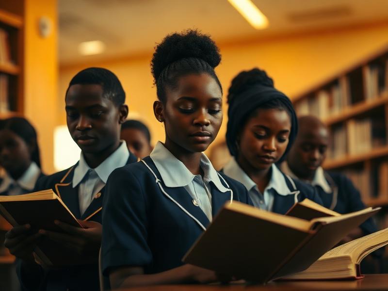 Students studying in a library